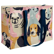 Load image into Gallery viewer, happy dogs shoulder tote bag blue q the crafty cowgirl
