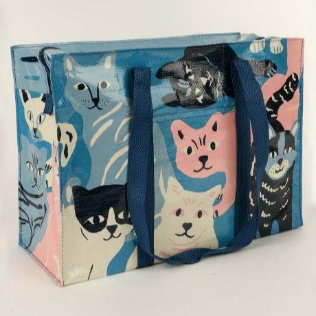 happy cats shoulder tote bag blue q the crafty cowgirl