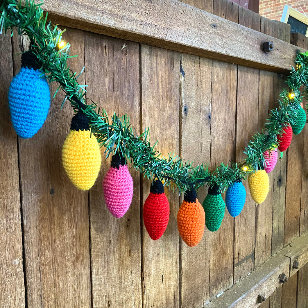 Christmas Lights Garland Free Crochet Pattern - Off the Beaten Hook