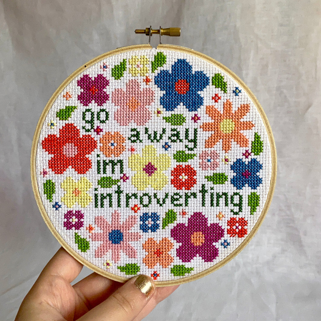 Go Away I'm Introverting Cross Stitch Kit