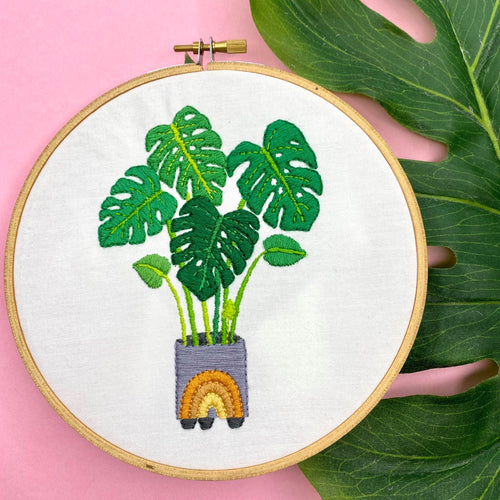 monstera embroidery kit by the craft kit from the crafty cowgirl
