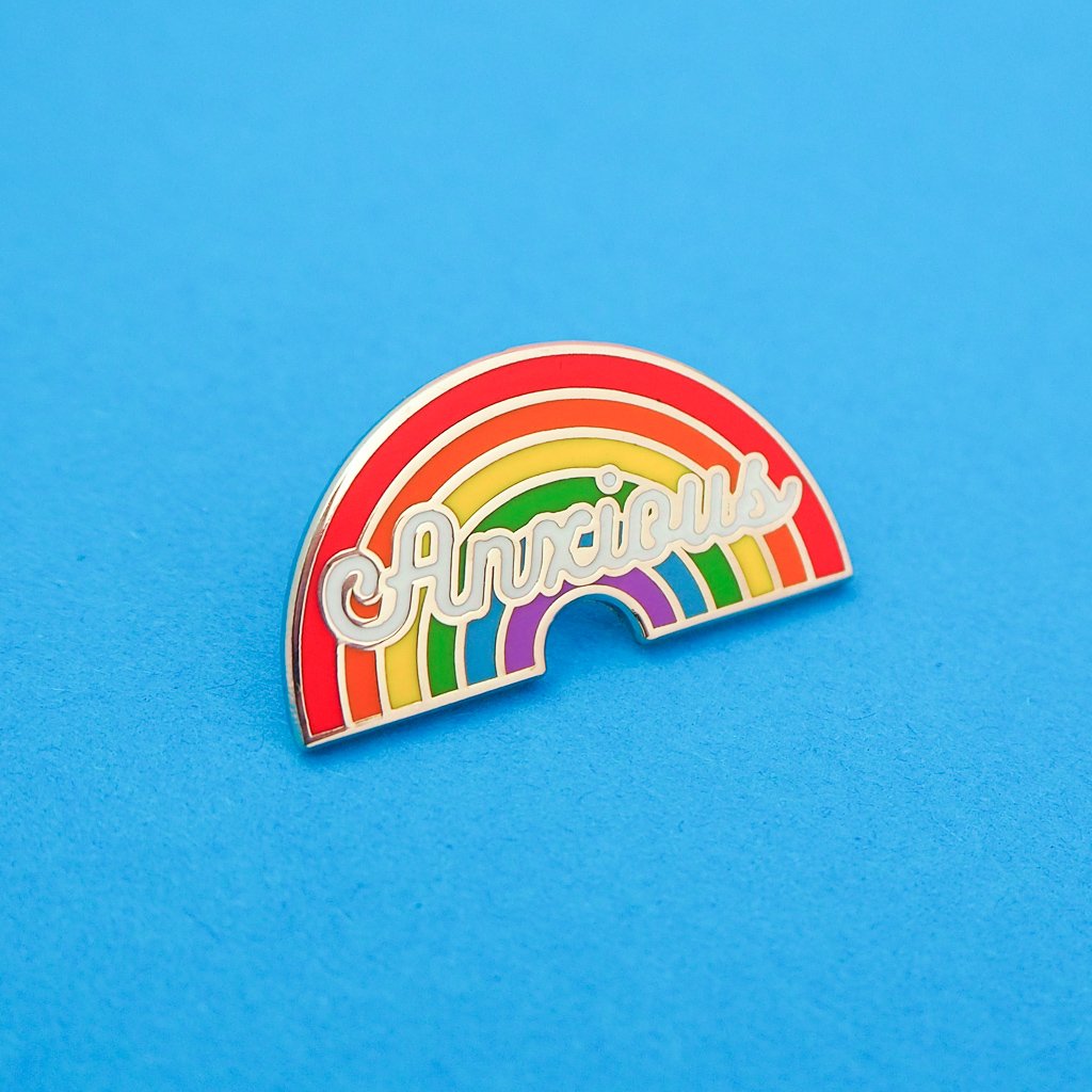 anxious rainbow enamel pin from the crafty cowgirl