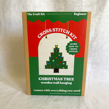 Load image into Gallery viewer, Christmas Tree Cross Stitch Wooden Banner Kit
