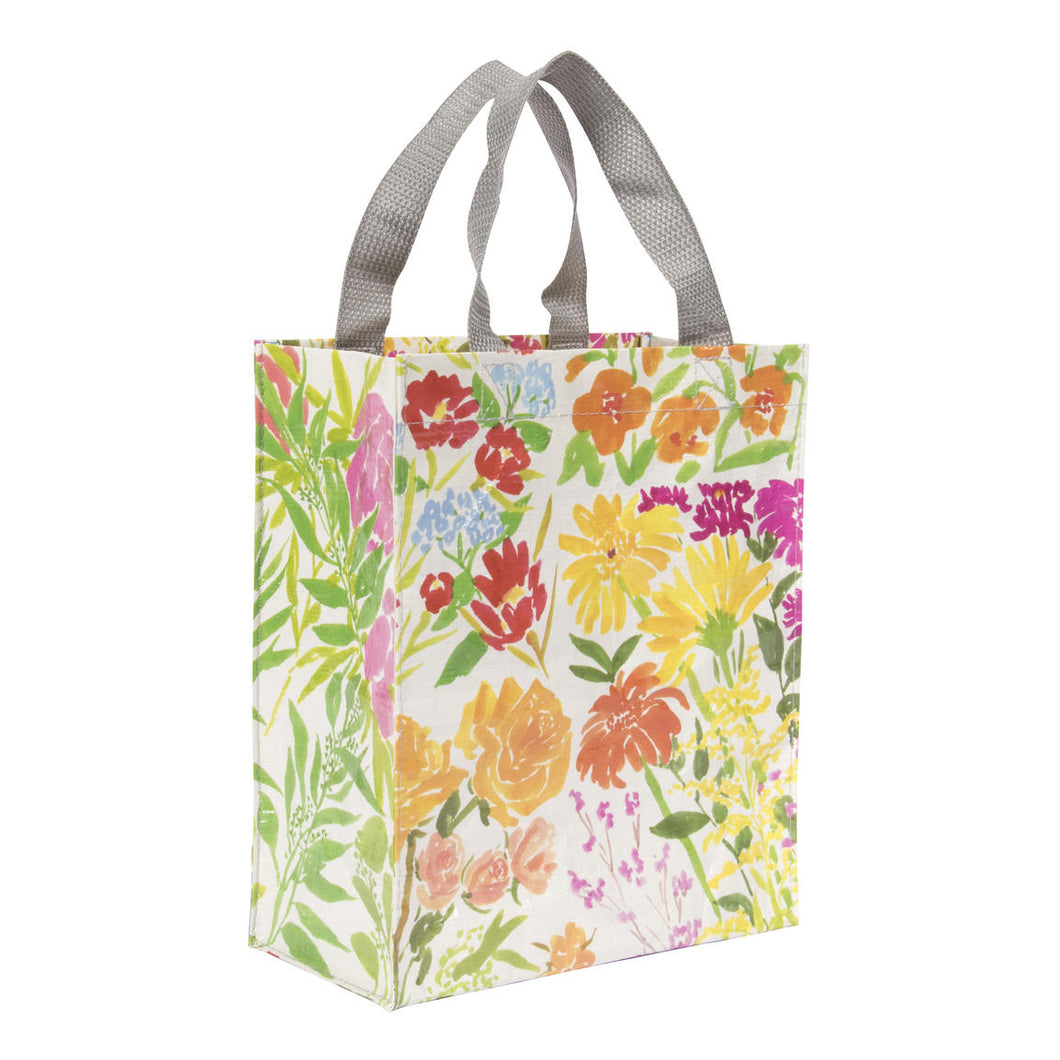colourful flower garden handy tote bag blue q the crafty cowgirl