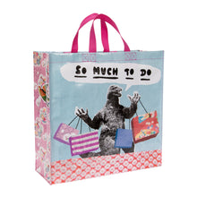 Load image into Gallery viewer, so much to do funny godzilla shopper tote bag blue q the crafty cowgirl
