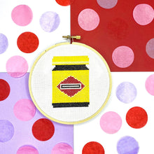 Load image into Gallery viewer, vegemite cross stitch kit from the crafty cowgirl
